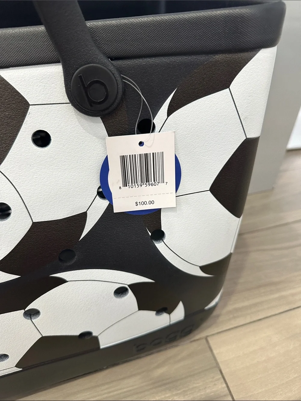 Bogg Soccer Print Tote Bag - Black and White